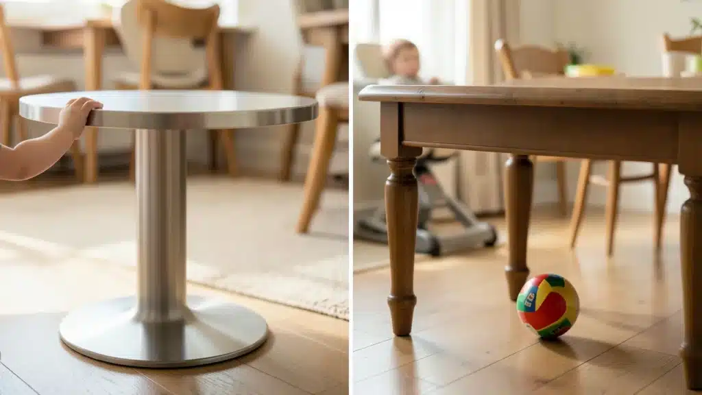 Pedestal Base Vs. 4-Leg Dining Table: Which Is Safer With Young Children?
