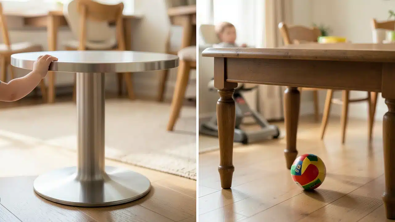 Pedestal Base Vs. 4-Leg Dining Table: Which Is Safer With Young Children?