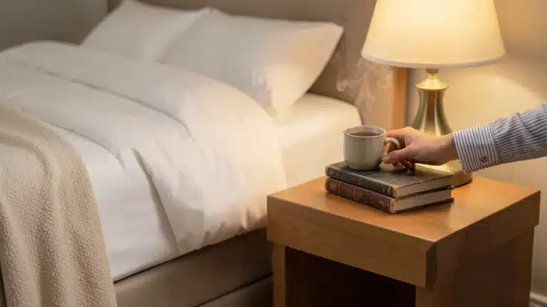 The Right Bedside Table Height So You Can Reach Things Without Sitting Up
