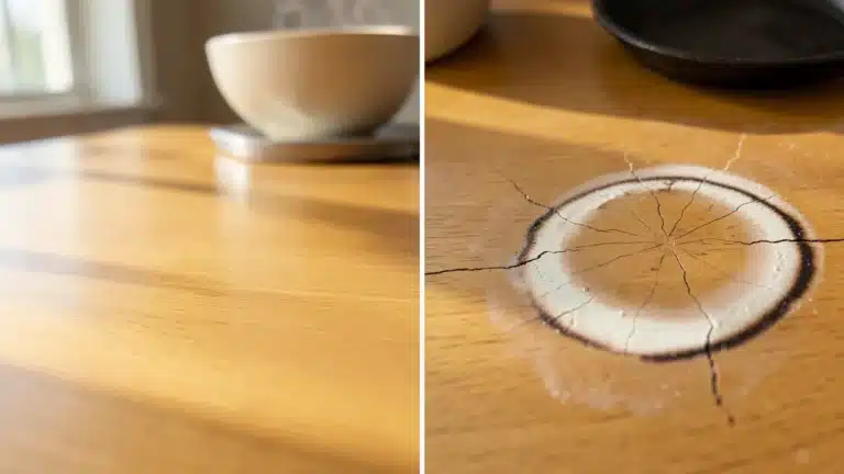What A Hot Bowl Or Pan Does To A Wooden Dining Table Surface Over Time