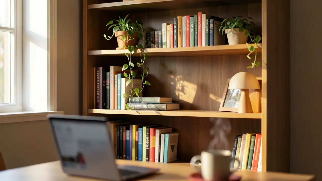 What Kind Of Bookshelf Background Actually Works For Video Calls?