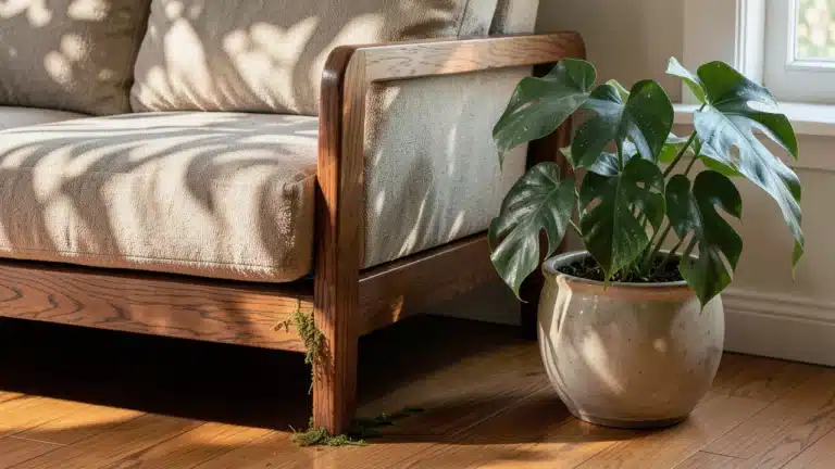 What Placing A Plant Next To A Wooden Sofa Frame Can Do Over Time