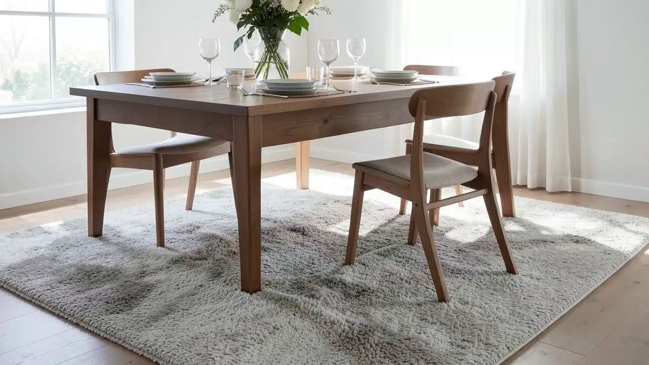 Why A Rug Under The Dining Table Causes A Specific Problem Most People Don’T Expect